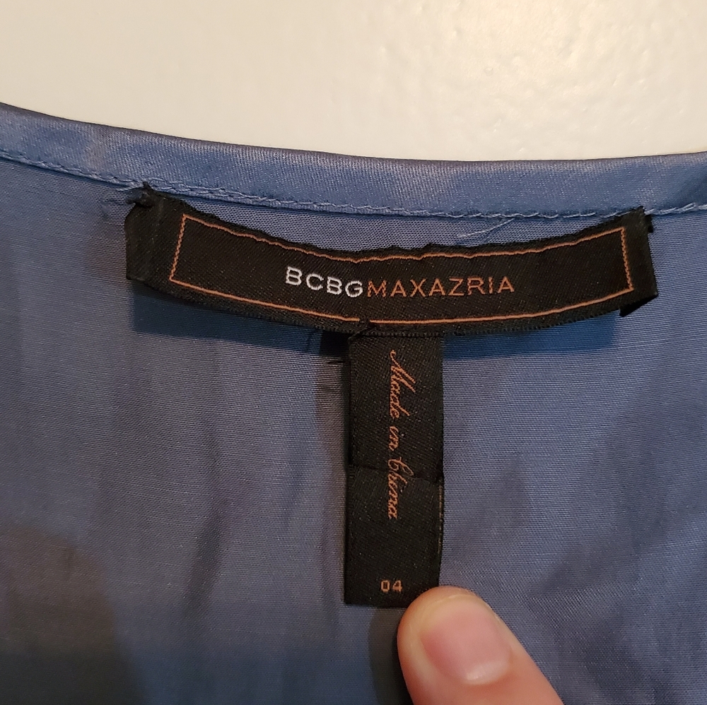 Bcbgmaxazria blue silk blend cocktail dress 4 - Picture 3 of 4